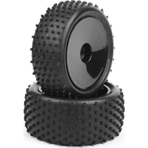 4pc 12mm Hex 1/10 Off-Road Buggy Rubber Front and Rear Tires Tire with Wheel Rim 25026 + 27005 Fit HSP HPI RC Buggy Car Toys Acc