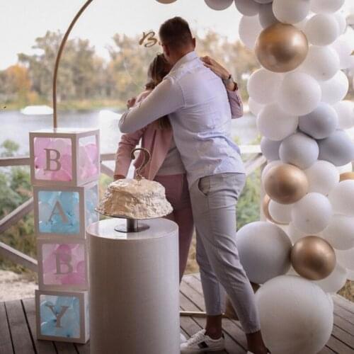 Transparent Letter A-Z Box Custom Baby Name Balloon Box Girl Wedding Couple Love Jewelry Baby One Year Old Birthday Party Decora