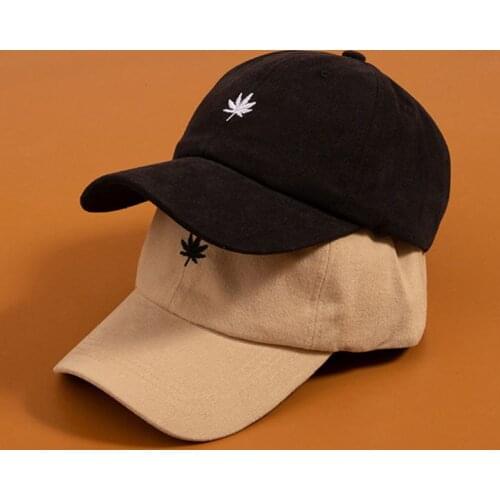 Unisex Summer Sunscreen Cotton Baseball Cap Maple Leaf Embroidered Curved Visor Harajuku Hop Hop Snapback Trucker Hat