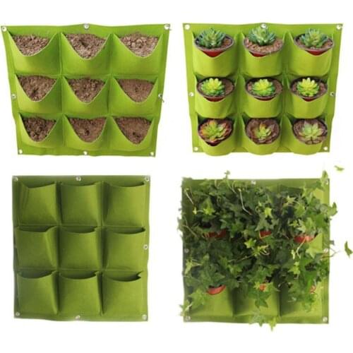 2/4/9/64 Pockets Green Grow Bags Planter Vertical Garden Vegetable Living Garden Bag Seedling Wall Hanging Planter Growing Bags