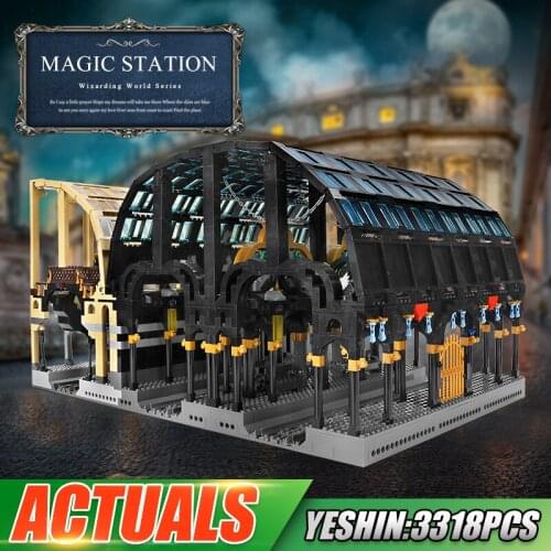 MOULD KING 12011 High-tech Car Toys The Magic Movie Express Train Station Model Assembly Bricks Kits Funny Kids Christmas Gifts