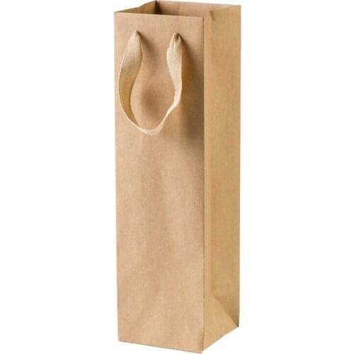 12 Pack Solid Brown Kraft Paper Bags with Sturdy Rope - 4inch x 4inch x 13.8inch - Ideal for Wine,Gifts, Retails, Shopping, Merc