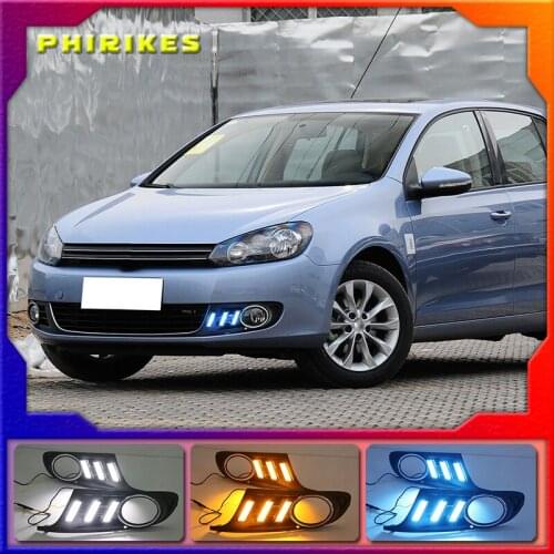 2PCS Daytime Running Light For Volkswagen Golf 6 Golf6 MK6 09-13 LED Indicator Light DRL Bumper Front fog lamp