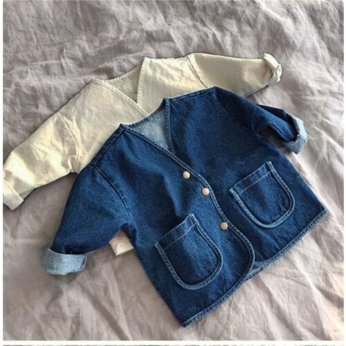 2020 Korean Winter Coats Boys Girls Clothes For Kids Clothing Simple Casual Denim Jacket Long Sleeve Outwear Childrens Clothing