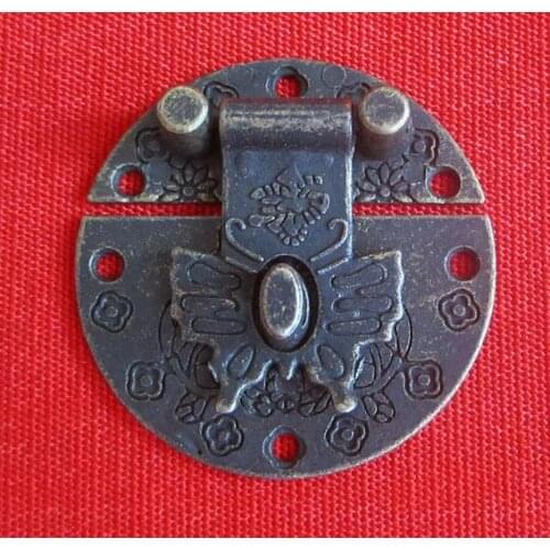 30pcs 34mm Latch Catch Buckle Antique Butterfly Padlock Clasp Hook Wooden Gift Jewellery Packing Box Parts Decoration