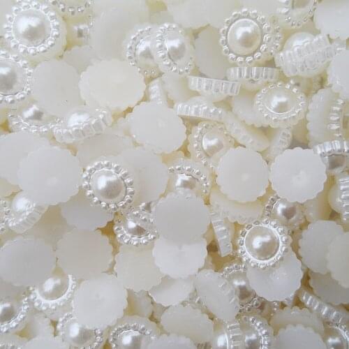 50pcs/lot (19*19MM) Lowest price DIY jewelry accessories white sunflower half round ball shape pearl beads