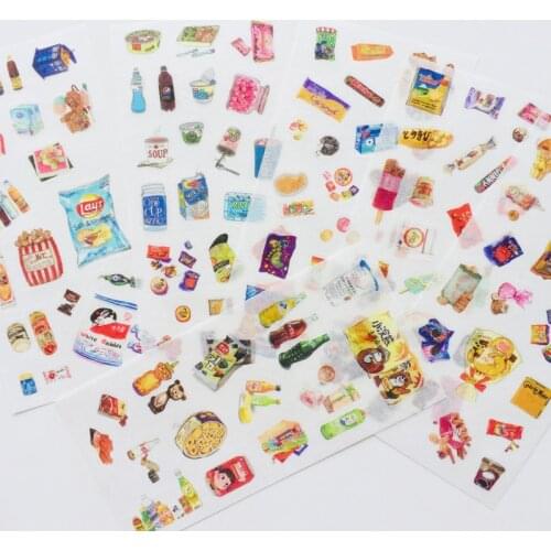 6 Sheet Childhood Memories Snack Washi Paper Decorative Adhesive Stickers