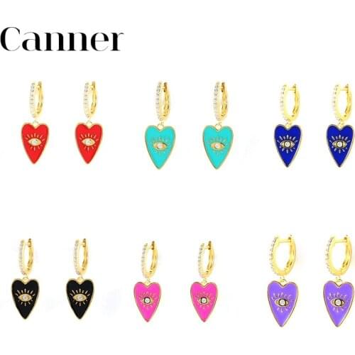 Canner 925 Sterling Silver Earrings For Women Angels Eyes Huggie Earings Love Enamal Jewelry 2021 Trend Pendientes Plata 925 W5