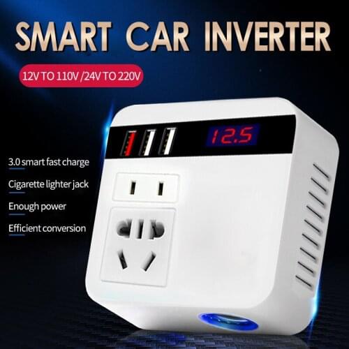 B12 Car Fast Charging Inverter 150W 12V/24V DC To 220V AC Cigarette Lighter Power Supply Inverter Adapter WithQC 3.0 USB Charger