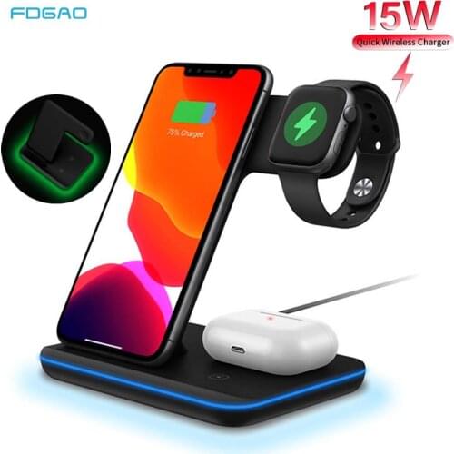 20W 3 in 1 Qi Wireless Charger Stand For iPhone 12 11 XS XR X 8 Apple Watch 3 4 5 6 Fast Charging Station for Airpods Pro iWatch