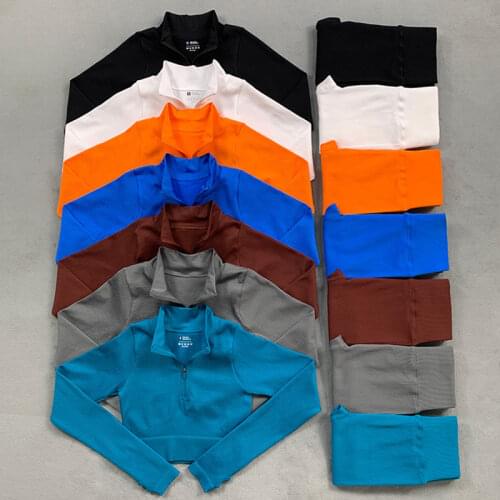 Sport Set Seamless Yoga Set Women Tracksuits Sportswear Gym Fitness High Waist Leggings Long Sleeve Crop Top Sports Yoga Pants