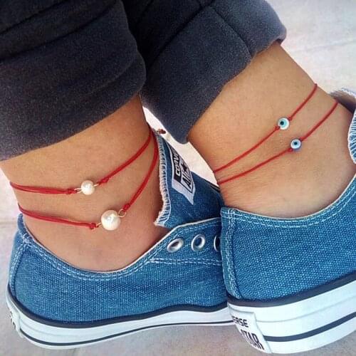 Boho 2 Layers Anklet Sea Shell Colorful Glass Bead Sand Beads Ankle Jewelry Crystal Starfish Shell Pendant Footchain Accessories