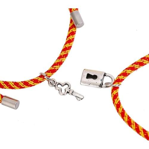 Key lock couple bracelet magnetic attraction creative Bracelet men friendship rope men and women jewelry charm bracelet 2pcs