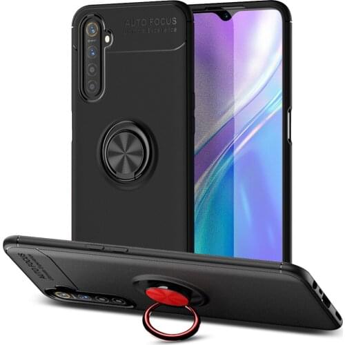 Realme 6 Case For OPPO Realme 6 Pro Case Car Holder Stand Magnetic Bracket TPU Cover For OPPO Realme6 Pro Wite Finger Ring Capa