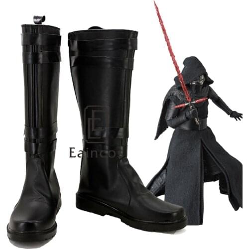 Popular Movie Star Wars: The Force Awakens Kylo Ren Black Boots Cosplay Halloween Party Shoes Custom-made