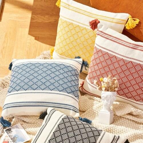Tassels Cushion Cover Decorative Handmade Throw Pillow Case Sofa Pillowcase Cover Home Decor for living Room Bed 45x 45cm