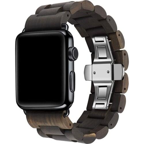 Wooden Bracelet for Apple Watch 38mm 40mm 42mm 44mm Natural Hand-Made Wooden Replacement Strap for iwatch 5 4 3 2 1 Accessories