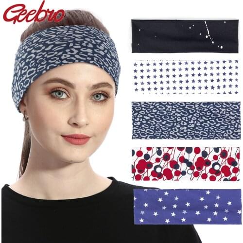 Geebro Women Vintage Bohemia Elastic Hairband Fashion Female Flat Headband Colorful Print Bands Headwear Turban Hair Accessories