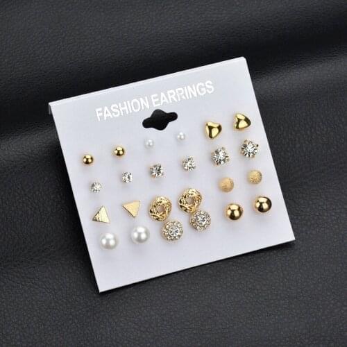 GEMIXI Woman Fashion Earrings Ear Ring Set Combination Of 12 Sets Of Heart-shaped Earrings 11.9