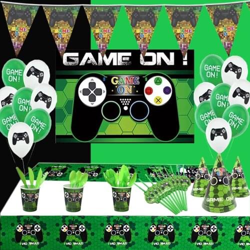Gamepad Game Theme Party Decoration Video Game Happy Birthday Banner Boy Party Supplies Baby Shower Disposable Party Decorations