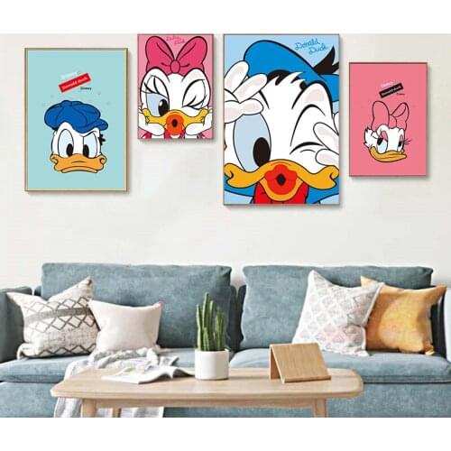Disney Art Donald Duck Goofy Canvas Paintings Funny Cartoon Posters and Nordic Prints Wall Art Pictures for Living Home Decor