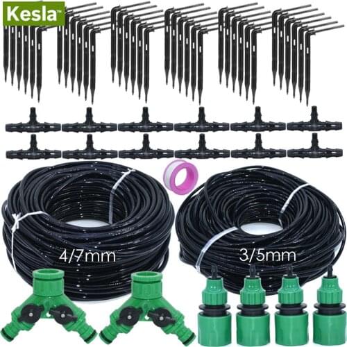 KESLA 1/4'' to 1/8'' Drip Irrigation Garden Watering System Kits Elbow Bend Arrows Emitter 4/7 to 3/5mm for Bonsai Greenhouse