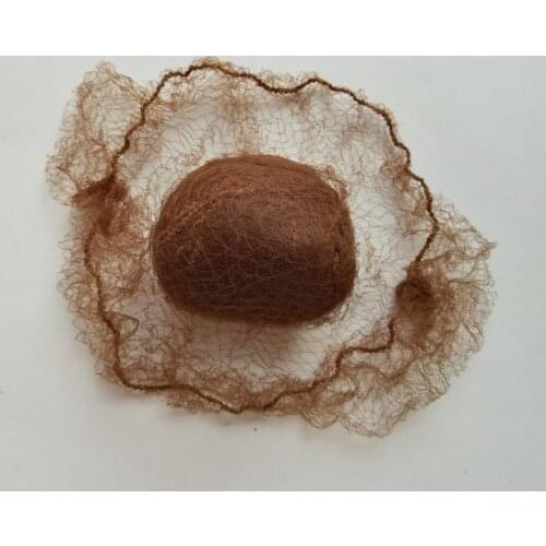 100pcs Brown Nylon Hairnets for Hair Caring or Styling Net for Bun 20 inches Stretch Length 5mm Mesh