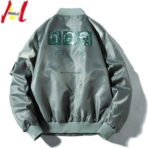 MANVALUE Mens Spring and Autumn New Style Students Trend Loose Coats Young Teenagers Hip-hop Thin Pilot Jackets