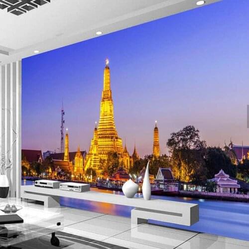 Custom South Asian Wallpaper Mural Thailand Gold Build Living Room Bedroom TV Background Wall papers Home Decor 3d Wall Murals