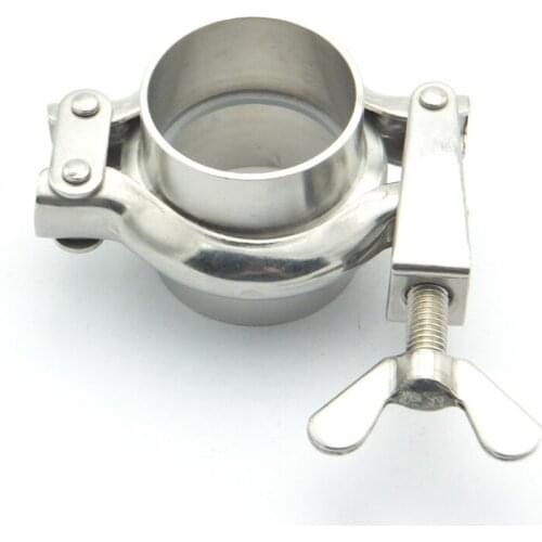 304SS Sanitary Pipe Fitting Set 45mm Pipe OD Sanitary 2" Tri Clamp Weld Ferrule + Tri Clamp + Silicon Gasket For Home Brew