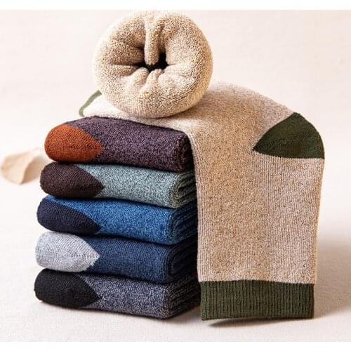 Autumn And Winter Mens Mid-tube Thickened Warm Terry Cotton Socks Wear-resistant Breathable High Quality For European American