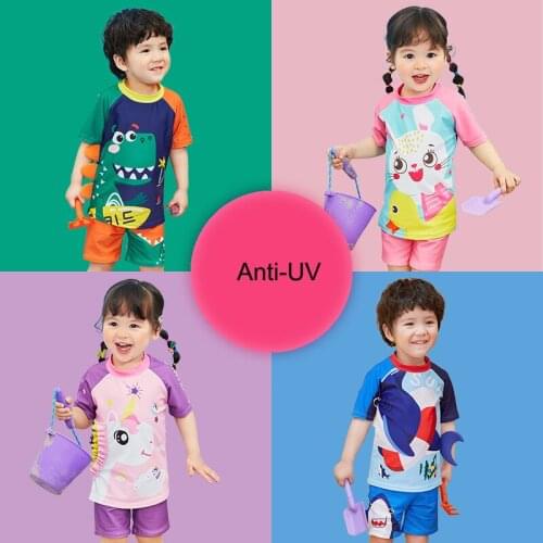 New Kids Cartoon Elasticity Swimwear Children Swim Trunks Swimming Shorts Two-Piece Swimsuit Anti-UV Girls Boys Bathing Suit