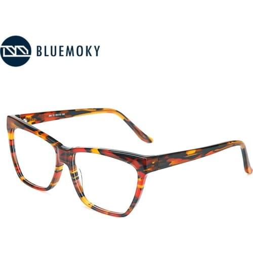 BLUEMOKY Brand Design Acetate Cat Eye Computer Glasses Frame Women Anti Blue Light Optical Spectacle Myopia Eyeglasses Frames