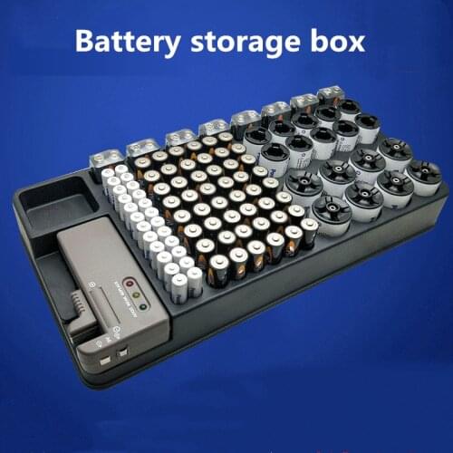 Battery Storage Organizer Holder with Tester Battery Caddy Rack Case Box Holders Battery Checker For AAA AA C D 9V Battery Case