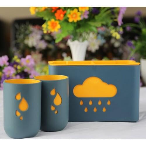 Raindrop Chopsticks Cage Without Holes With Towel Pole Wall Mounted Chopsticks Tube Multifunctional Kitchen Shelf Small Tool