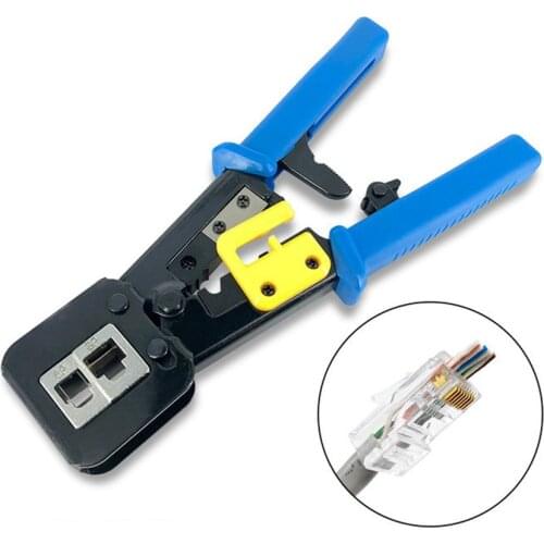 EZ RJ45 Crimper Hand Network Tools Pliers RJ12 Cat5 Cat6 8p8c Cable Stripper Pressing Clamp Through Hole RJ45 Plug Crimping Tool