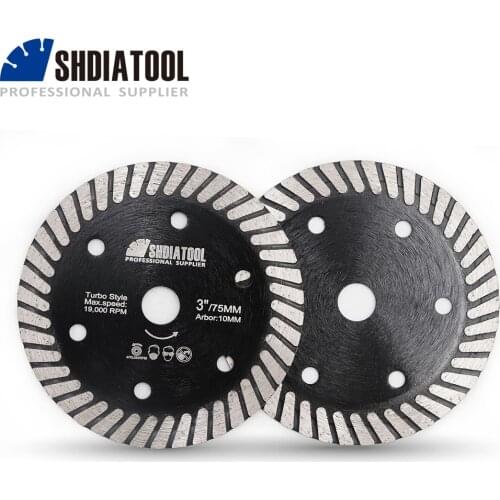 SHDIATOOL 2 pieces/set 3" Diamond Hot Pressed Ceramic Turbo cutting disc 75mm Saw Blade Tickness 1.1mm