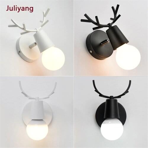 Nordic creative personality simple ironwork simple living room bedroom bedside childrens room antler wall light