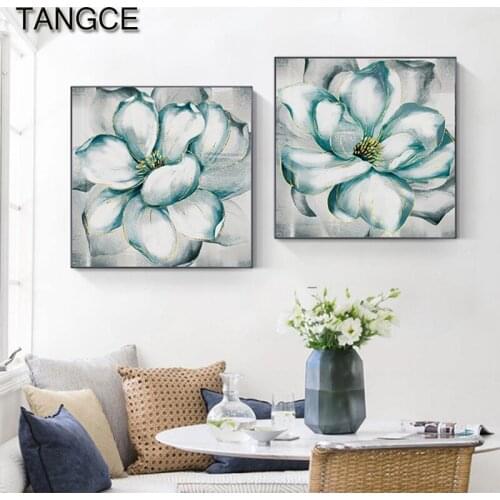Nordic Green Grey Flower Canvas Art Golden Flower Stamen Poster for Living Room Golden Lines Wall Art Picture Nordic Print Decor