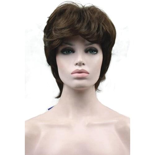 StrongBeauty Womens Dark brown Wig Natural Curly Short Hair Synthetic Full Wigs