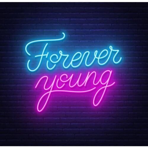 Decorative Light Forever Young Neon Text Neon Bulb Light Home Bedroom Beer Lamp Enseigne Lumineuse Decorate Handmade glass Tube
