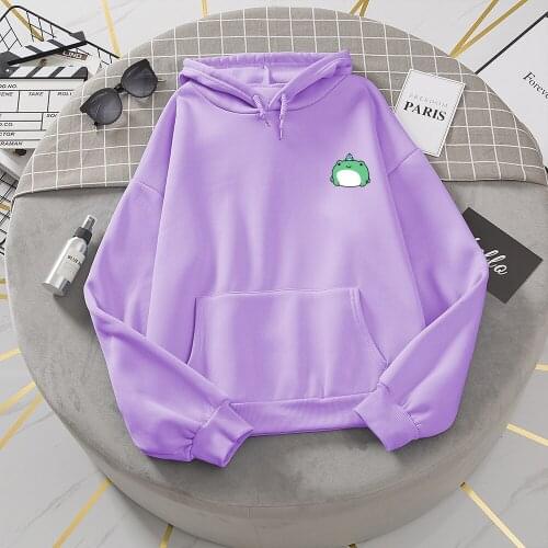 Kawaii Frog Hoodie Oversized Harajuku Sweatshirt Pullover Feminino Plus Size Women Best Friend Sweatshirts Korean Kpop Clothes