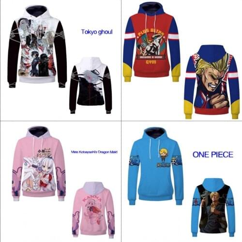 Tokyo Ghoul Hooded Sweatshirt Men My Hero Academia 3D Print Hoodies Men Casual Coat Streetwear High Quality Cosplay Costume