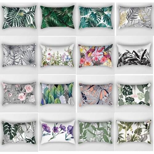 Tropical plants flowers beauty leaves pattern pillow covers short plush rectangle large bedroom pillow cases size 50cm by 70cm