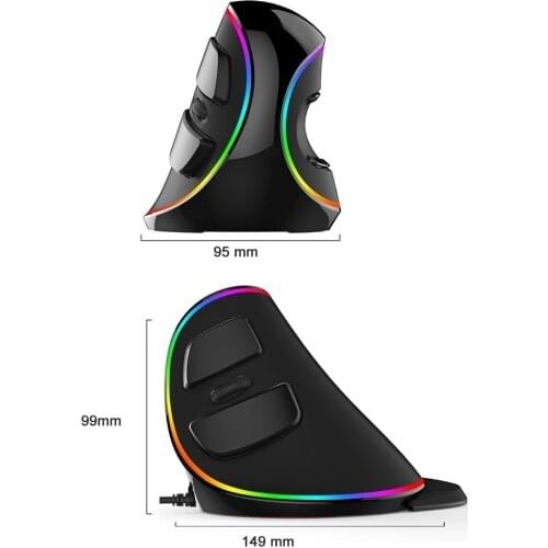 Delux M618 Ergonomic Vertical Mice 4000 DPI Optical Gaming Mouse RGB Backlit 6 Buttons Mice Removable Palm Rest For PC Laptop