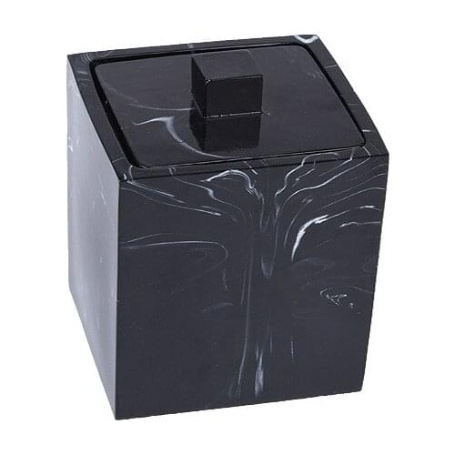 Marbled Resin Storage Box Cotton Swab Organizer Home Toothpick Holder Hotel Luxury Bathroom Cotton Pad Box with Lid