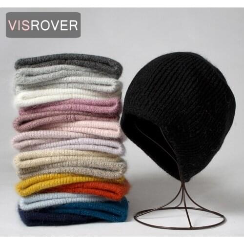 VISROVER 17 Colorway Rabbit Cashmere Woman Winter Hat With Lurex and Sequin Autumn Cashmere Bonnet Soft Woman Warm Skullies Gift
