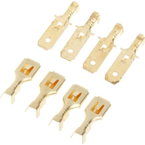10 Kits 4 Pin 6.3mm Brass Crimp Terminal Cable Locking Male Female Connector