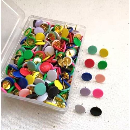 100pcs Round Shape Push Pins Thumb Tacks Notice Board Cork Paper Map Thumb Tacks Point Office binding supply