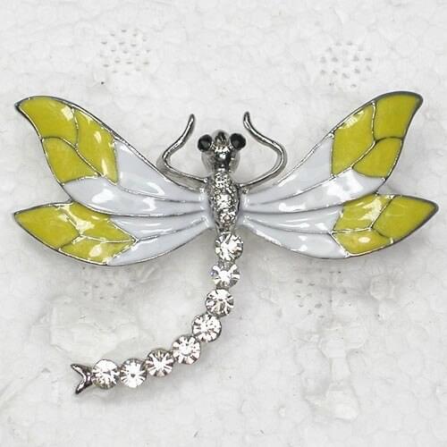 12pcs/lot Wholesale Fashion Brooch Rhinestone Enameling Dragonfly Pin brooches C101395